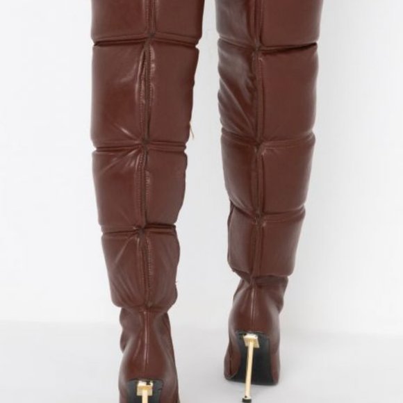 AZALEA WANG NOT YOUR AVERAGE STILETTO BOOT IN BROWN - Picture 3 of 9